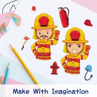 Wrapables Make Your Own Sticker Sheets, DIY Make a Face Stickers (24 Sheets), Fire Fighter Image 2