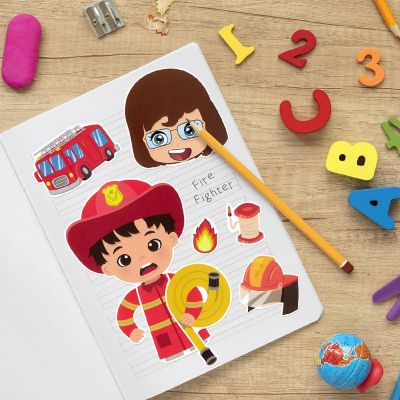 Wrapables Make Your Own Sticker Sheets, DIY Make a Face Stickers (24 Sheets), Fire Fighter Image 3