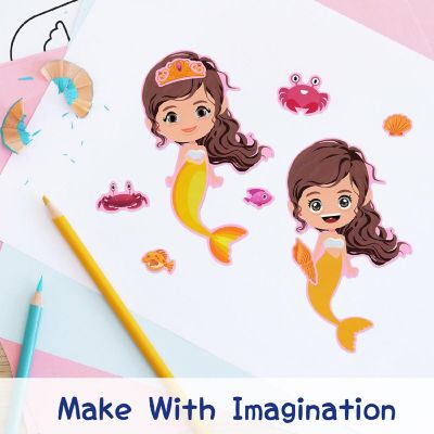 Wrapables Make Your Own Sticker Sheets, Diy Make A Face Stickers (24 Sheets), Mermaids Image 2