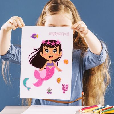 Wrapables Make Your Own Sticker Sheets, Diy Make A Face Stickers (24 Sheets), Mermaids Image 3