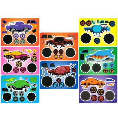 Wrapables Make Your Own Sticker Sheets, Diy Make A Face Stickers (24 Sheets), Monster Trucks Image 1