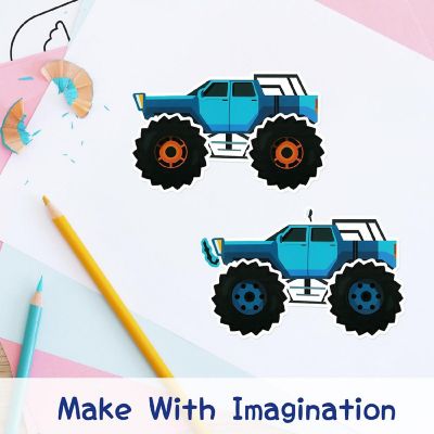 Wrapables Make Your Own Sticker Sheets, Diy Make A Face Stickers (24 Sheets), Monster Trucks Image 2