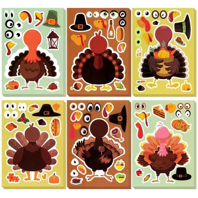 Wrapables Make Your Own Turkey Sticker Sheets, Make a Face Sticker, Thanksgiving 24 Sheets Image 1