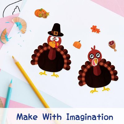 Wrapables Make Your Own Turkey Sticker Sheets, Make a Face Sticker, Thanksgiving 24 Sheets Image 2