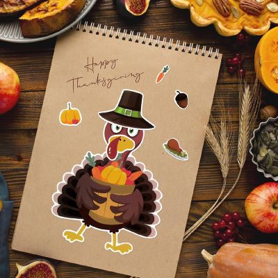 Wrapables Make Your Own Turkey Sticker Sheets, Make a Face Sticker, Thanksgiving 24 Sheets Image 3