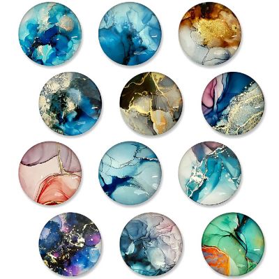 Wrapables Marble Rock Crystal Glass Magnets, Refrigerator Magnets (Set of 12) Image 1