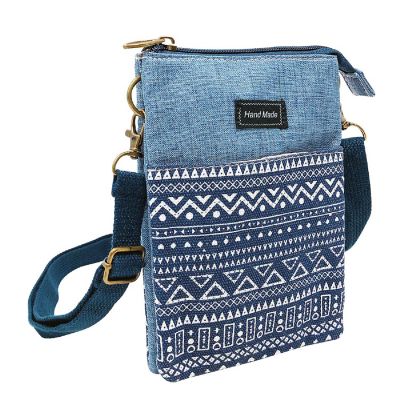 Wrapables Mini Crossbody Cell Phone Bag, Zip Top / Blue Deco Image 1