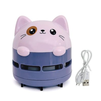 Wrapables Mini Portable USB Desktop Vacuum, Lilac Kitty Image 1