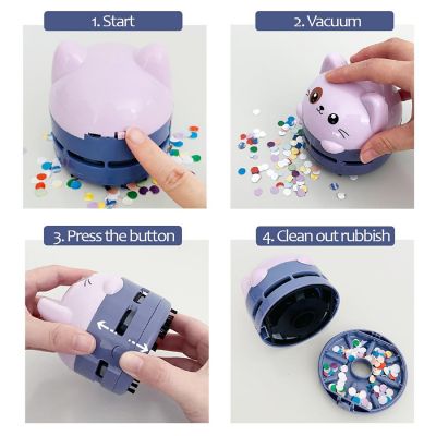 Wrapables Mini Portable USB Desktop Vacuum, Lilac Kitty Image 1