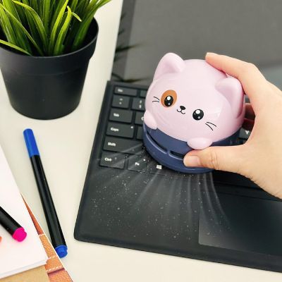 Wrapables Mini Portable USB Desktop Vacuum, Lilac Kitty Image 3