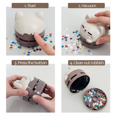 Wrapables Mini Portable USB Desktop Vacuum, Mocha Cat Image 1