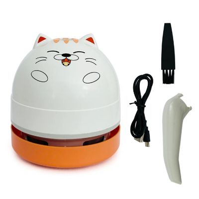 Wrapables Mini Portable USB Desktop Vacuum, Orange Cat Image 1