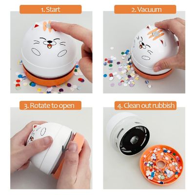 Wrapables Mini Portable USB Desktop Vacuum, Orange Cat Image 1