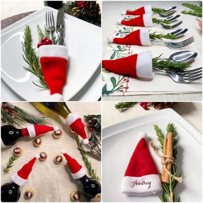 Wrapables Mini Santa Hat Silverware Holders, Wine Hats 12pc Image 2