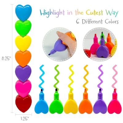 Wrapables Mini Stackable Highlighters, Cute Multi-color Markers, Hearts Image 1
