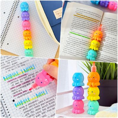Wrapables Mini Stackable Highlighters, Cute Multi-color Markers, Octopus Image 2