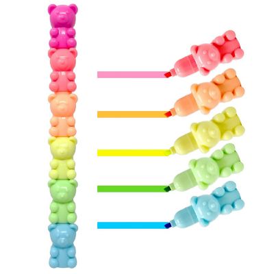 Wrapables Mini Stackable Highlighters, Cute Multi-color Markers, Teddy Bears Image 1