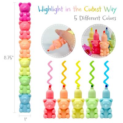 Wrapables Mini Stackable Highlighters, Cute Multi-color Markers, Teddy Bears Image 1