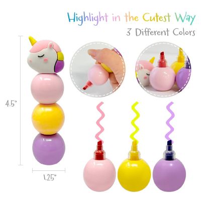 Wrapables Mini Stackable Highlighters, Cute Multi-color Markers, Unicorn Image 1