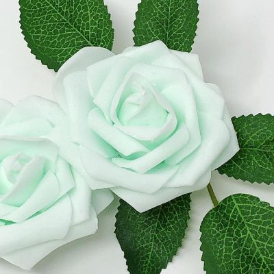 Wrapables Mint Real Artificial Flowers, Touch Latex Roses Image 2