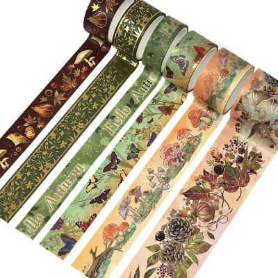 Wrapables Nature Metallic Foil Washi Tape Set (6 Rolls), Hello Autumn Image 1