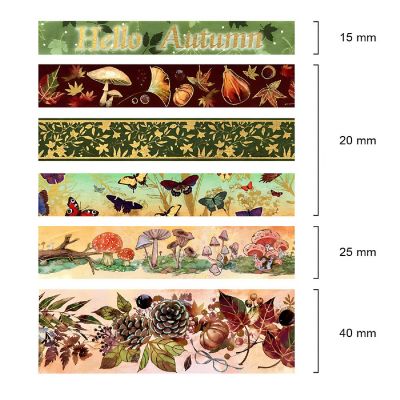 Wrapables Nature Metallic Foil Washi Tape Set (6 Rolls), Hello Autumn Image 2