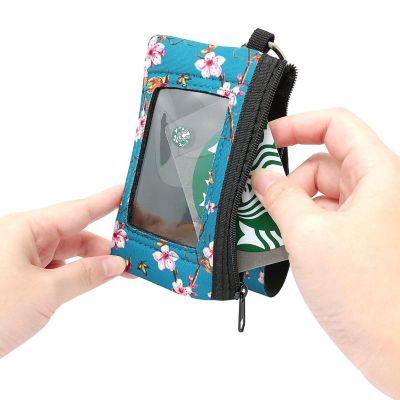 Wrapables Neoprene Mini Wristlet Wallet / Credit Card ID Holder with Lanyard, Bird & Cherry Blossom Image 3
