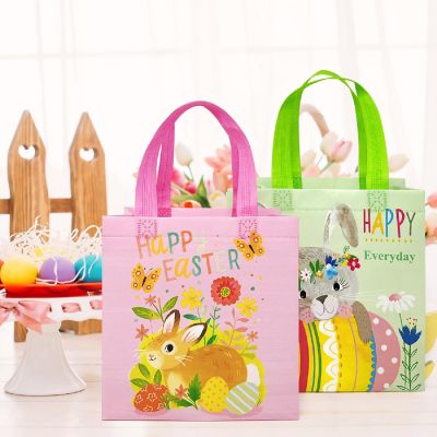 Wrapables Non-woven Easter Gift Bags, Easter Treat Bags for Egg Hunt (Set of 8), Bunnies Image 3