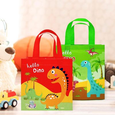 Wrapables Non-Woven Reusable Gift Bags with Handles for Parties, Birthdays, Favors and Treats (8 pcs), Dinosaurs Image 3
