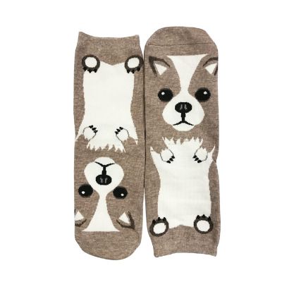 Wrapables Novelty Animal Print Crew Socks (Set of 5), Adorable Puppy Face Image 2