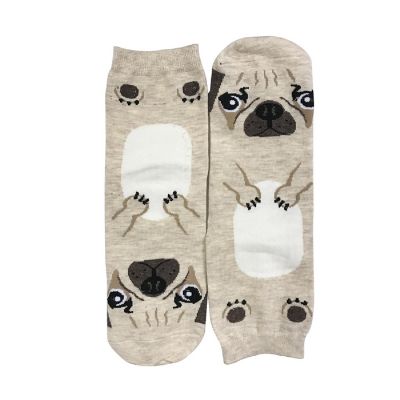 Wrapables Novelty Animal Print Crew Socks (Set of 5), Adorable Puppy Face Image 3