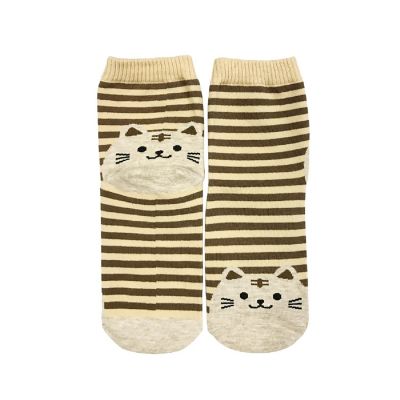 Wrapables Novelty Animal Print Crew Socks (Set of 5), Cats and Stripes Image 1