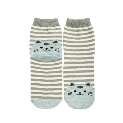 Wrapables Novelty Animal Print Crew Socks (Set of 5), Cats and Stripes Image 2