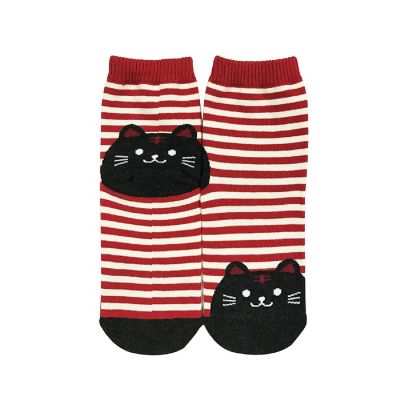 Wrapables Novelty Animal Print Crew Socks (Set of 5), Cats and Stripes Image 3