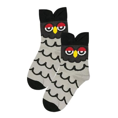 Wrapables Novelty Animal Print Crew Socks (Set of 5), Colorful Owl Image 1