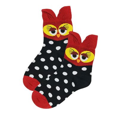 Wrapables Novelty Animal Print Crew Socks (Set of 5), Colorful Owl Image 2