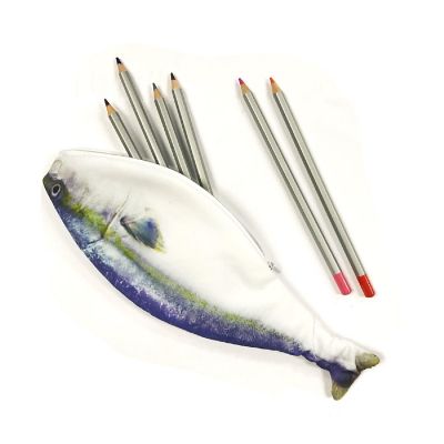 Wrapables Novelty Fish Style Pencil Case, Blue Image 2