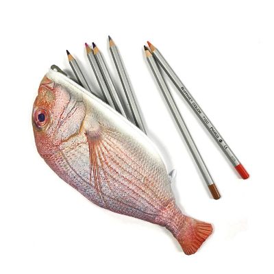 Wrapables Novelty Fish Style Pencil Case, Red Image 2