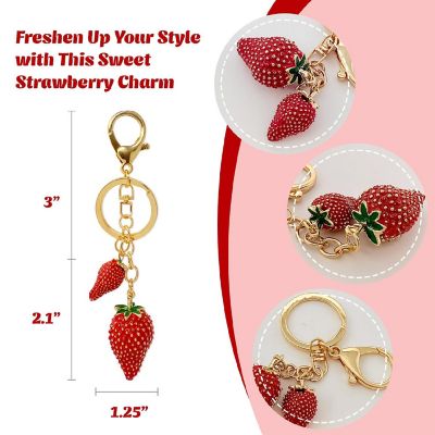 Wrapables Novelty Keychain and Bag Charm for Purse Handbag Backpack, Strawberry Image 1