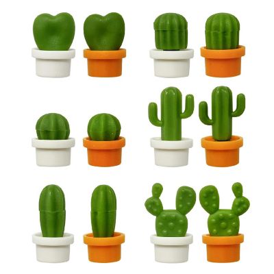 Wrapables Novelty Refrigerator Magnets for Kitchen, Whiteboards, Cabinets, and Lockers (Set of 12), Mini Cactus Image 1