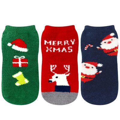 Wrapables Novelty Winter Warm Christmas Fuzzy Slipper Socks for Women (Set of 3), Merry Xmas Image 2