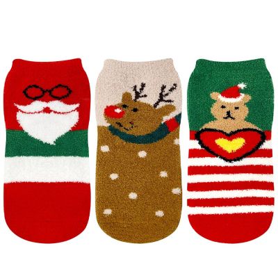 Wrapables Novelty Winter Warm Christmas Fuzzy Slipper Socks for Women (Set of 3), Reindeer Image 2