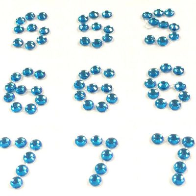 Wrapables Numbers Adhesive Rhinestones, Blue Image 1