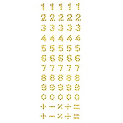 Wrapables Numbers Adhesive Rhinestones, Gold Image 1