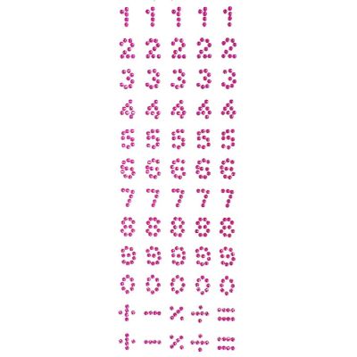 Wrapables Numbers Adhesive Rhinestones, Rose Red Image 1