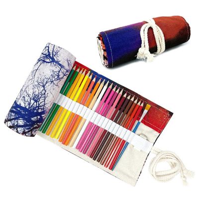 Wrapables Pencil Roll Organizer, Colored Pencil Wrap Pouch (72 slots), Dusk Image 1
