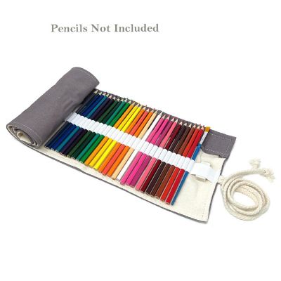 Wrapables Pencil Roll Organizer, Colored Pencil Wrap Pouch (72 slots), Gray Image 3