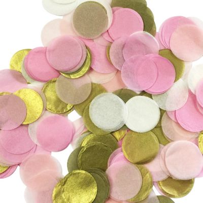 Wrapables Pink & Gold Mix Round Tissue Paper Confetti 1" Circle Confetti Image 1