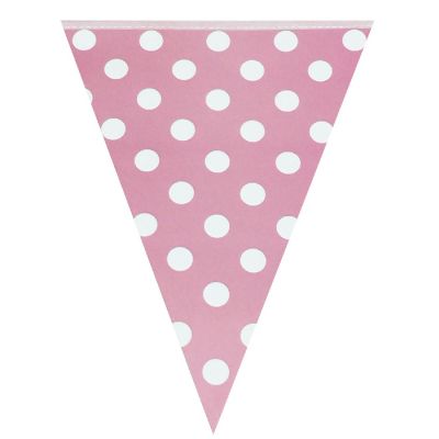 Wrapables Pink Polka Dots Triangle Pennant Banner Party Decorations Image 1