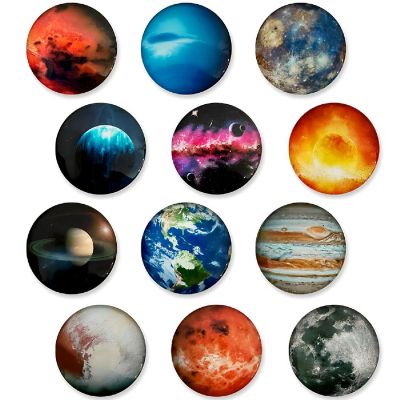 Wrapables Planets Crystal Glass Magnets, Refrigerator Magnets (Set of 12) Image 1
